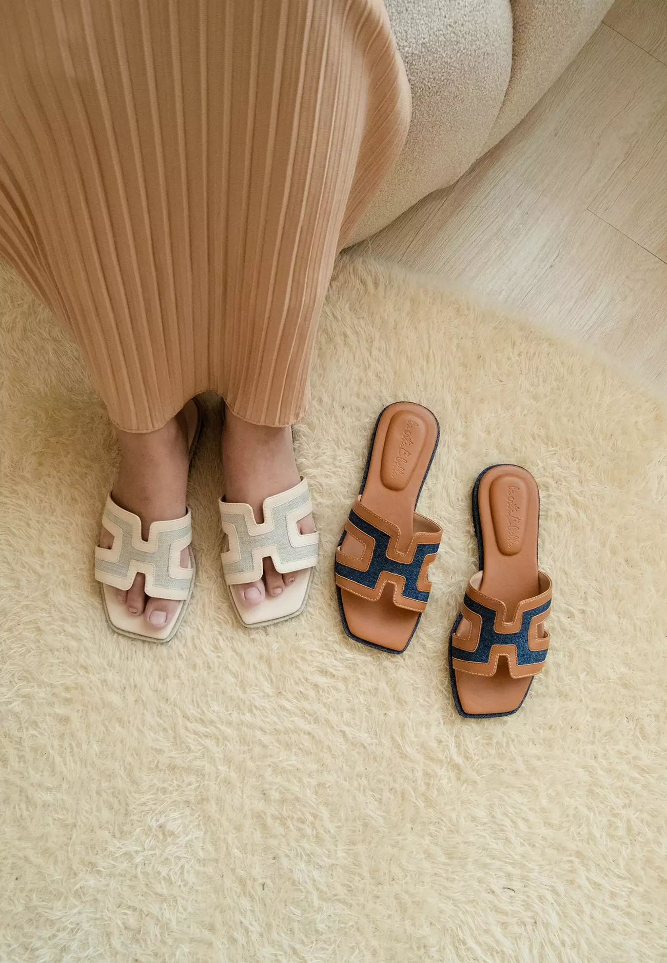 Harper Sandal Flat Slides Canvas Wanita