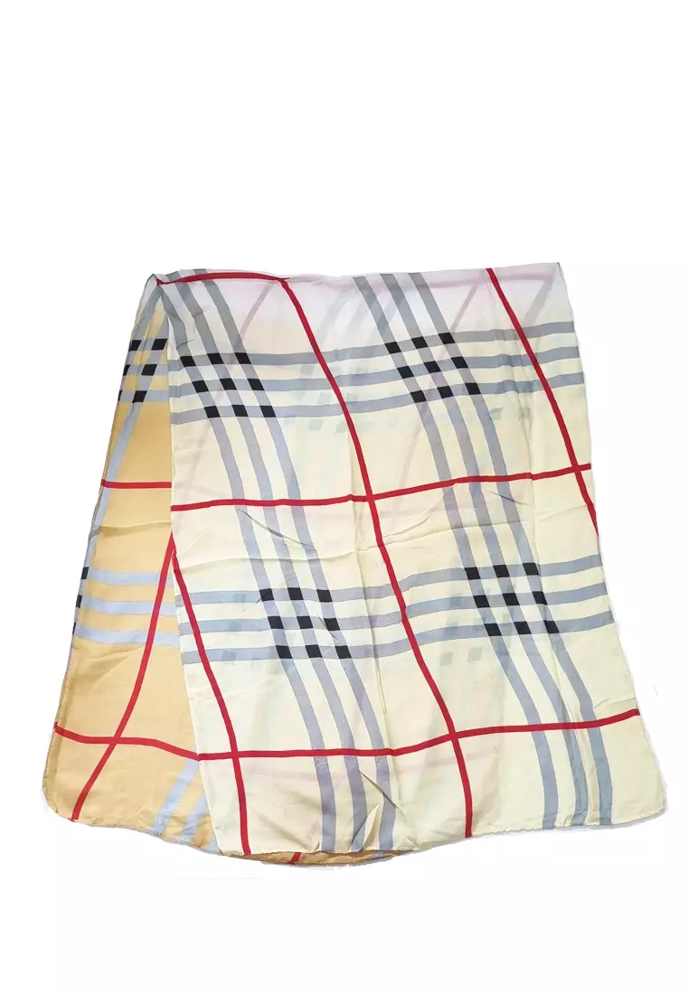 Checkered Poly.-Viscose Scarf Brown & Yellow