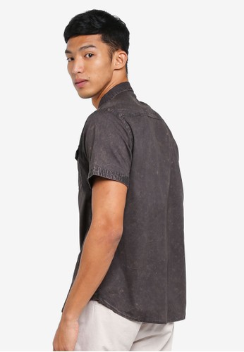 Jual Fidelio Washed Double Pocket Short Sleeves Shirt 