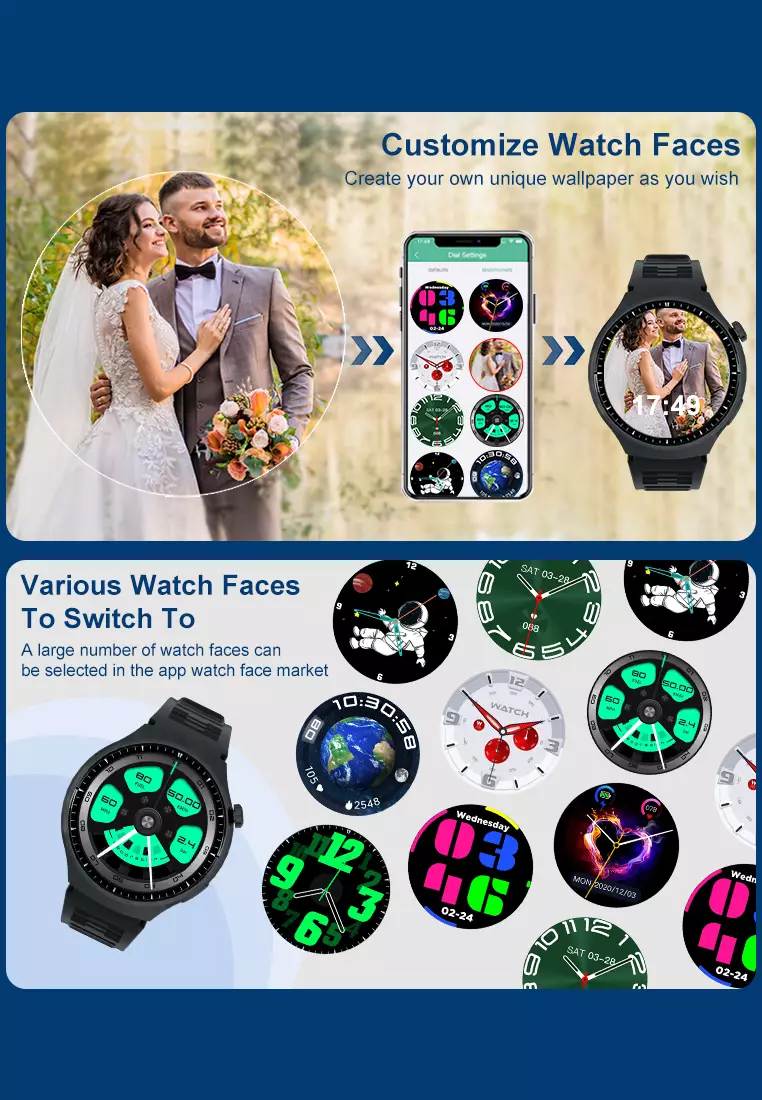 GT4 PRO smartwatch jam tangan couple sport watch tipis simple jam tangan pria wanita mendukung hp whatsapp Grey