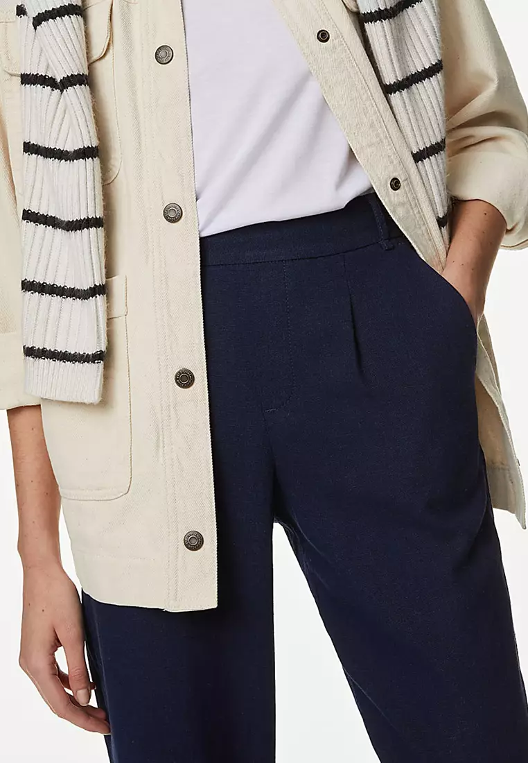 Linen Rich Tapered Trousers