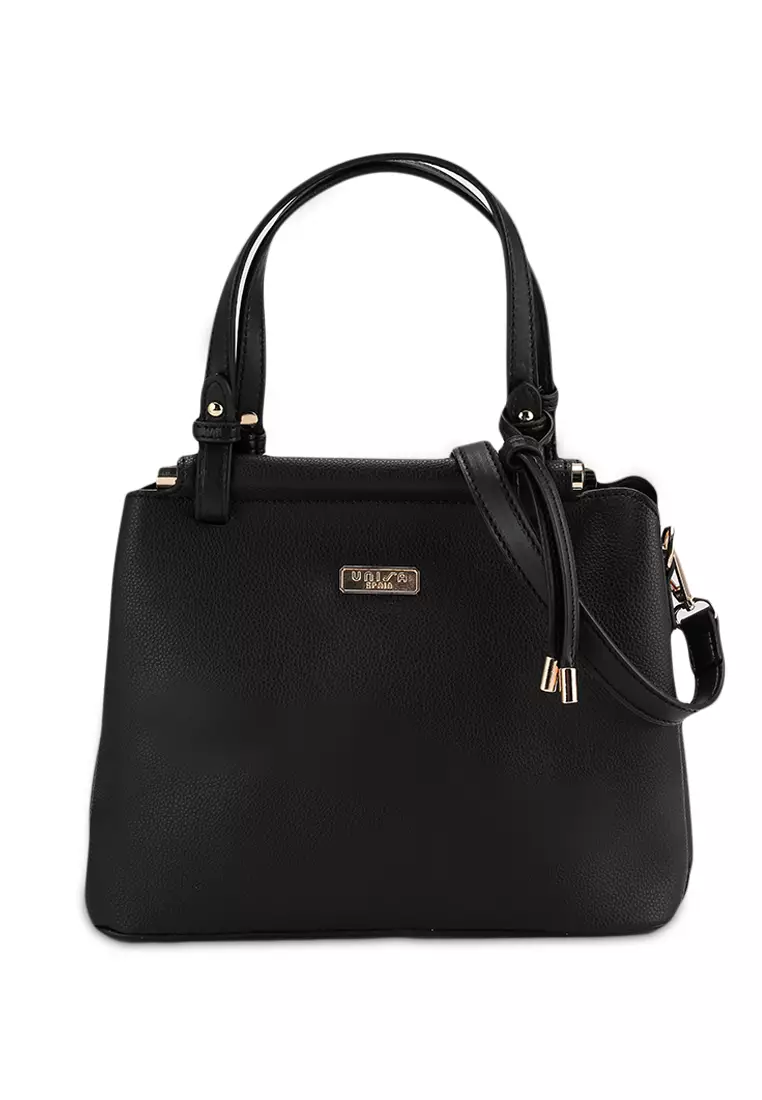 Dkny Texture Leather Logo-plaque Bag In Black