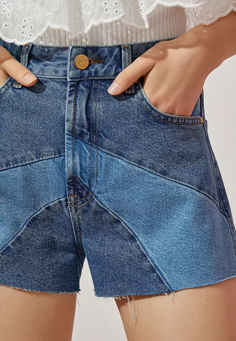 Color Block Jean Shorts