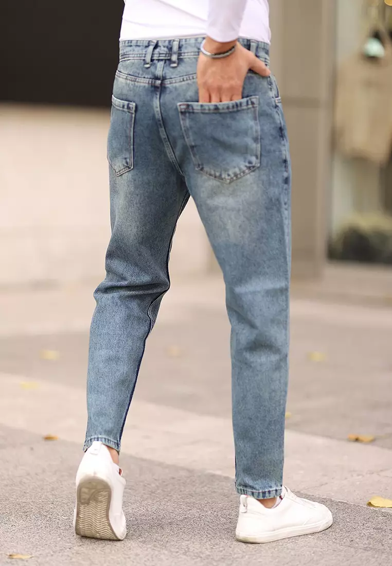 Medium Blue 100% Cotton Boyfriend Jeans TMNAW25JE00020