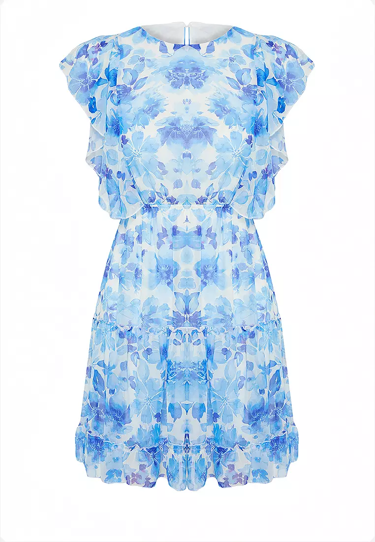 Ruffle Chiffon Mini Dress