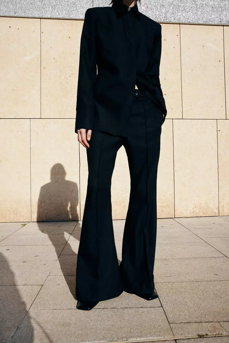 Flared crease-leg trousers