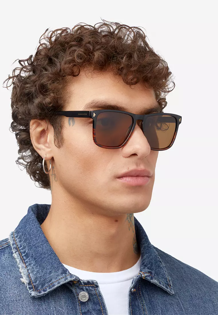 HAWKERS POLARIZED Black Olive DUST Sunglasses for Men and Women, Unisex. UV400 Protection. Official Product designed in Spain