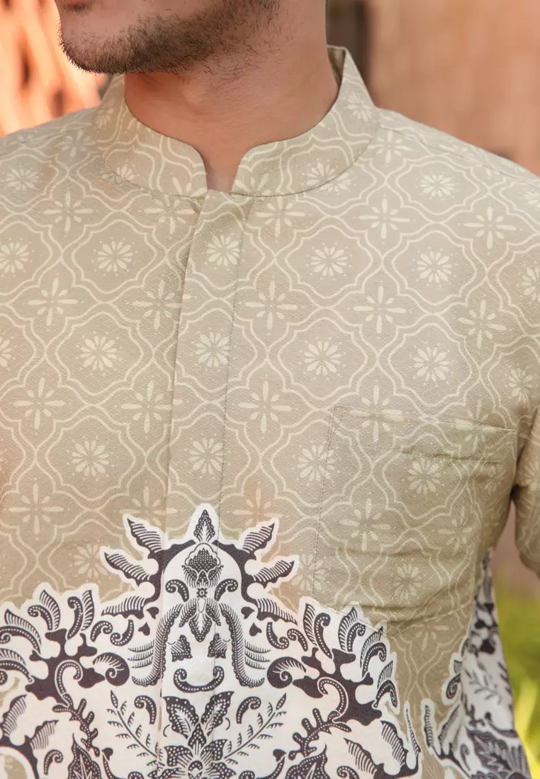 Hadinata Batik Pria Kemeja Pendek Koko Dobby Zeki Zahra Raya Series
