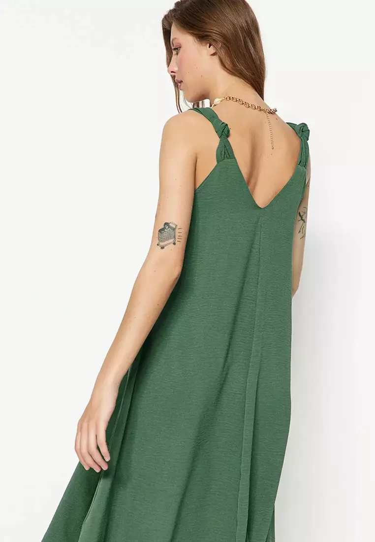 Relaxed Cut Midi Woven Dress