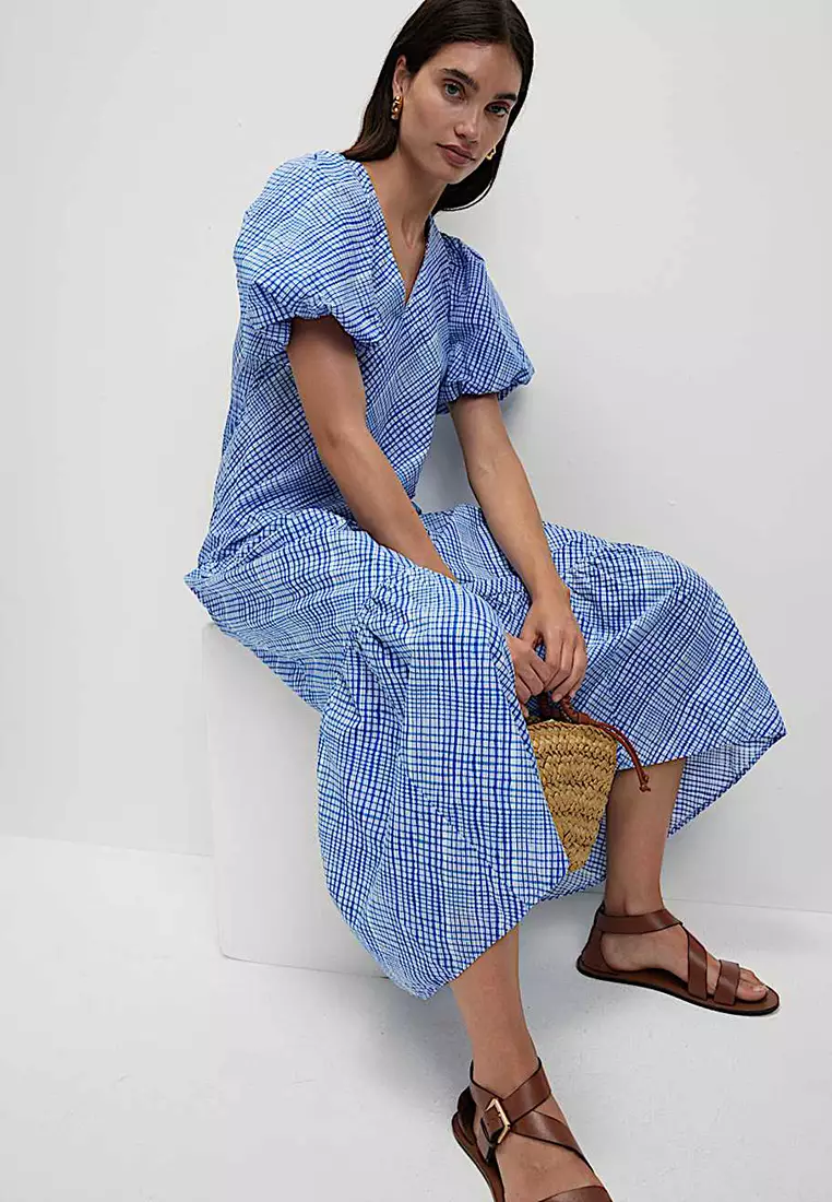 Pure Cotton Midi Relaxed Tiered Dress