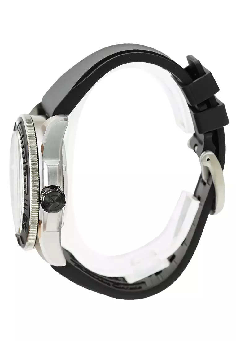 Alexandre Christie - Jam Tangan Automatic Pria - Silver - Black Rubber Strap - 3042MARTBBA