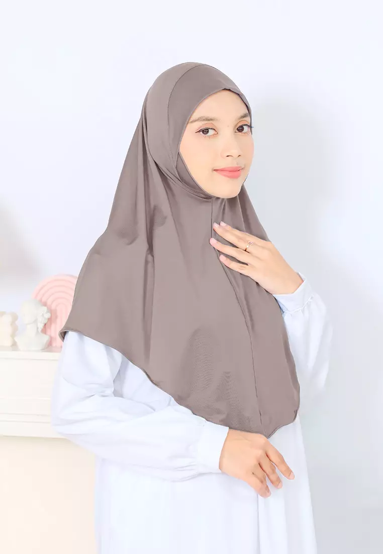 Cotton Bee - Kalea Bergo | Hijab Instan Malay | Jilbab Soft Pad Dagu - Mocha
