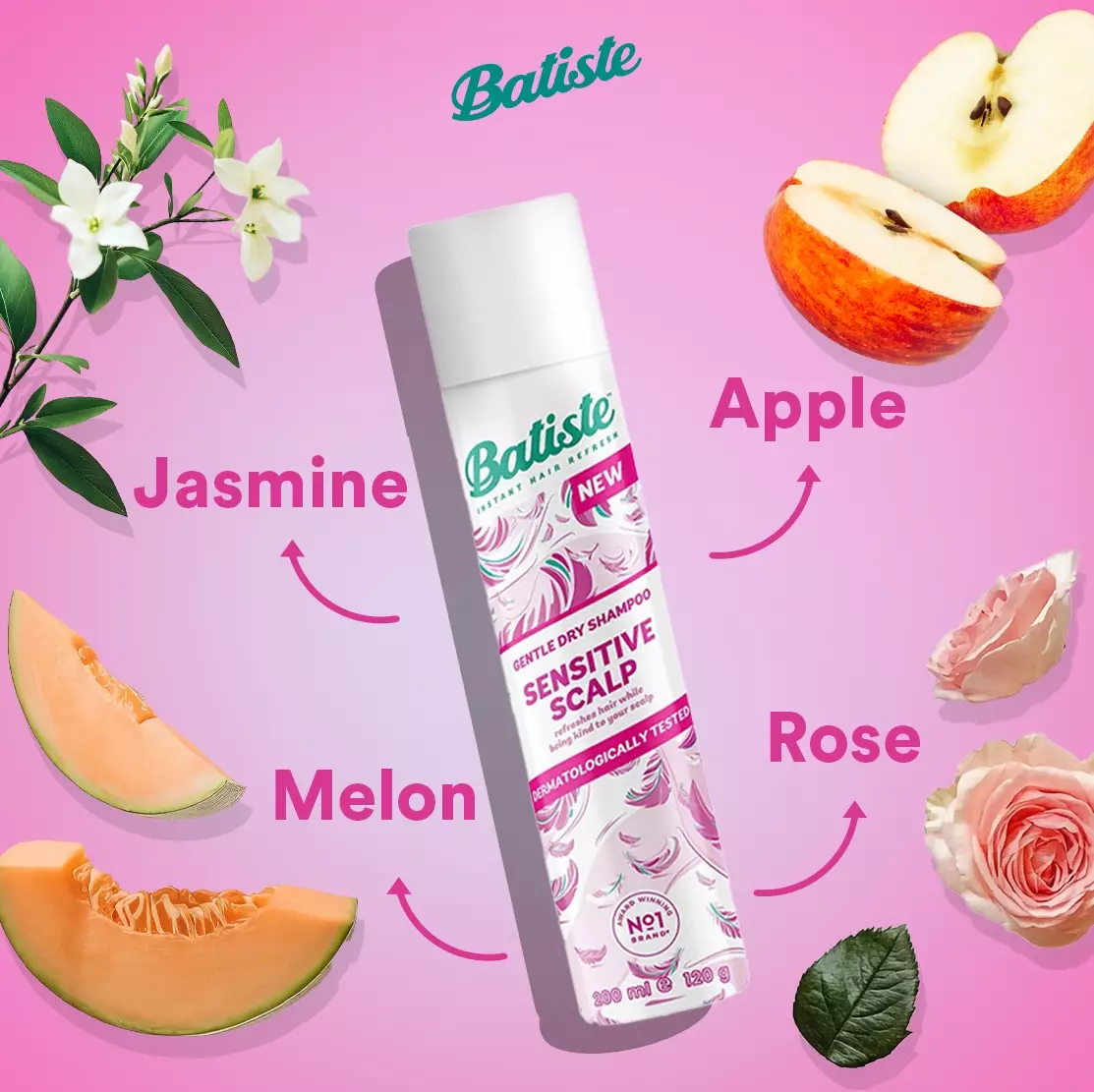Batiste Sensitive Scalp Lightly Scented Dry Shampoo 200ml (Untuk Kulit Kepala Sensitive)
