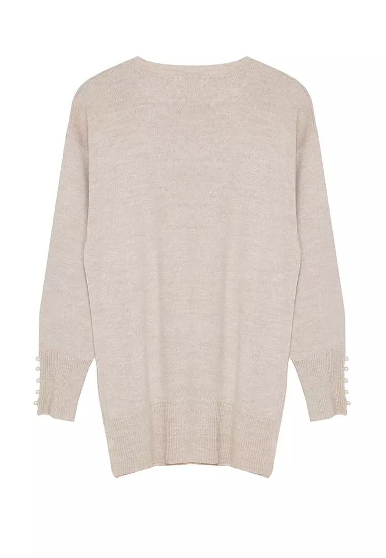 Stone Pearl Detailed Knitwear Sweater Tctaw25Ak00007