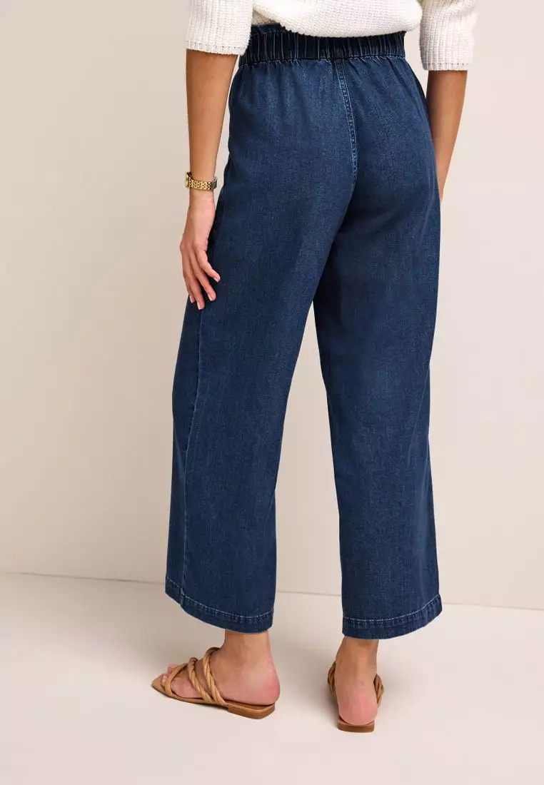 NEXT Elasticated Waist Wide Crop Trousers 2024