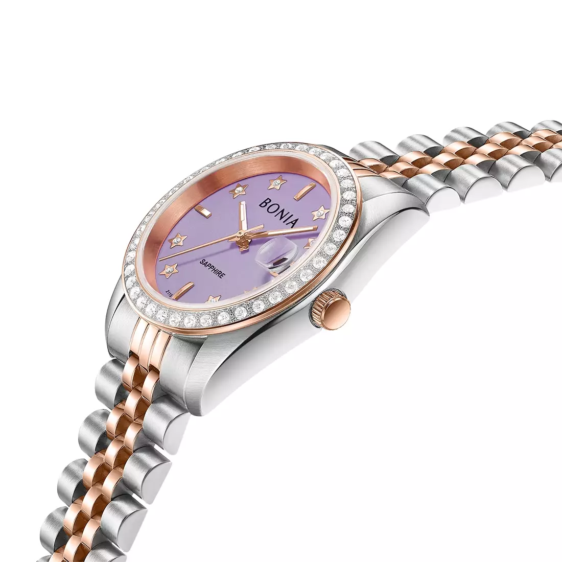 Jam Tangan Wanita Bonia Noble Star Hour Purple Dial B10550-3609S Original