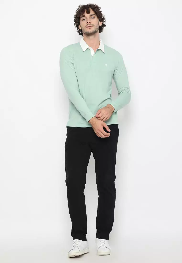 Matsuda Kaos Rugby Polo Shirt Pria Lengan Panjang Fujidera