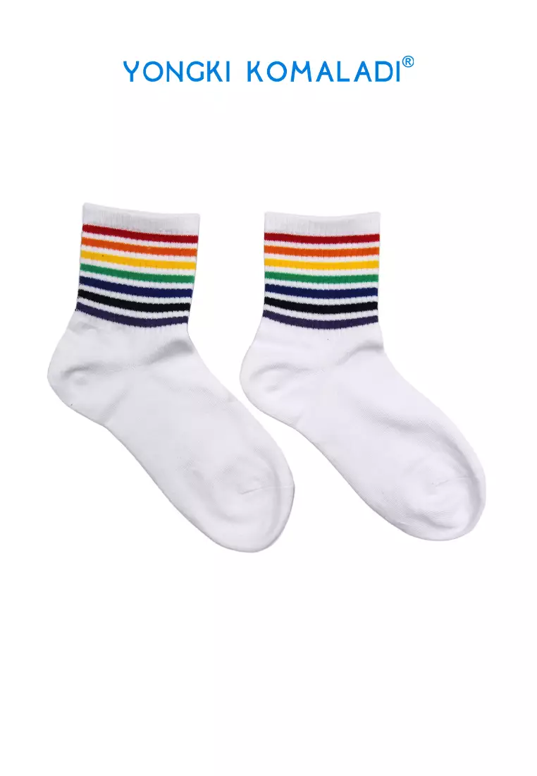 YONGKI KOMALADI KAOS KAKI MOTIF STRIPE OLDSCHOOL SOCK02 PUTIH