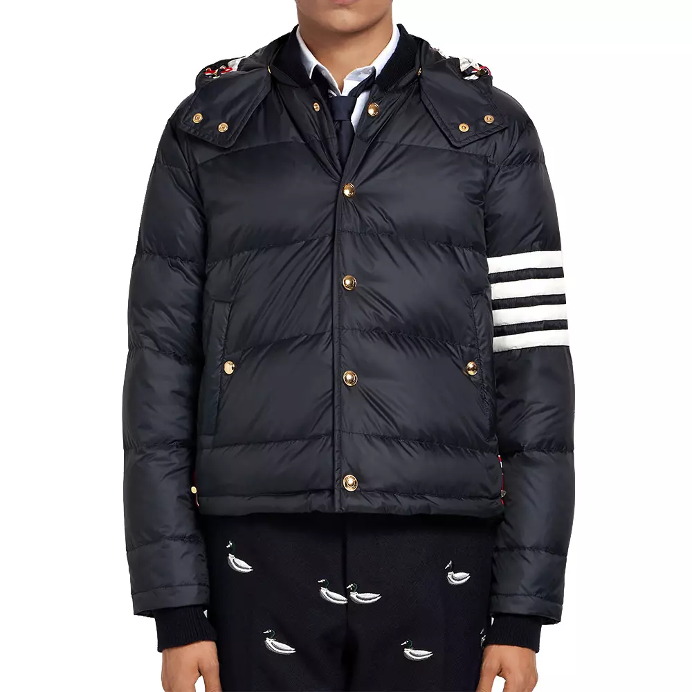 4-Bar Matte Nylon Bomber Jacket Navy