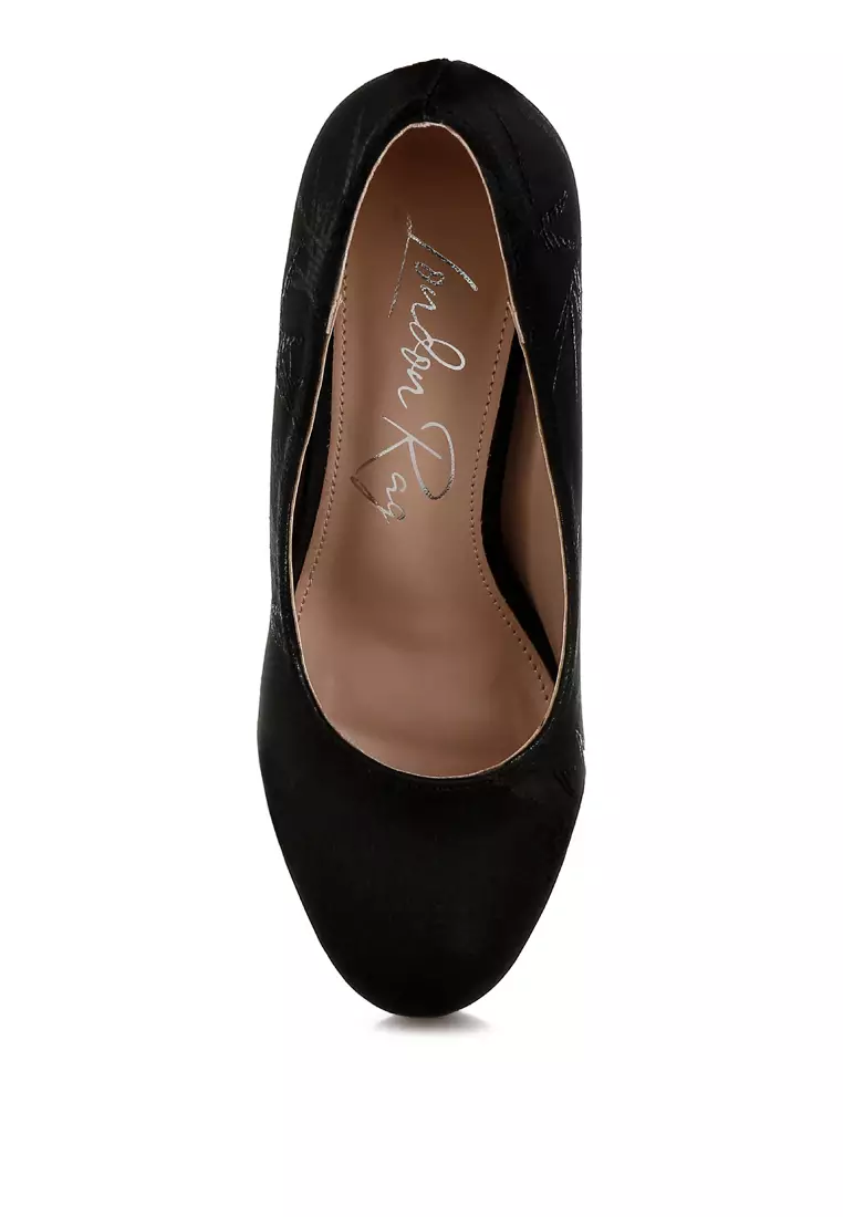 Platform Block Heel Pumps In Black