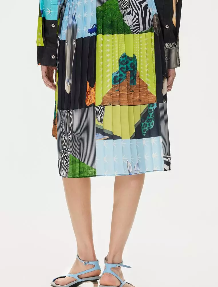 JNBY Women's H-Type Retro Color-Block Skirt