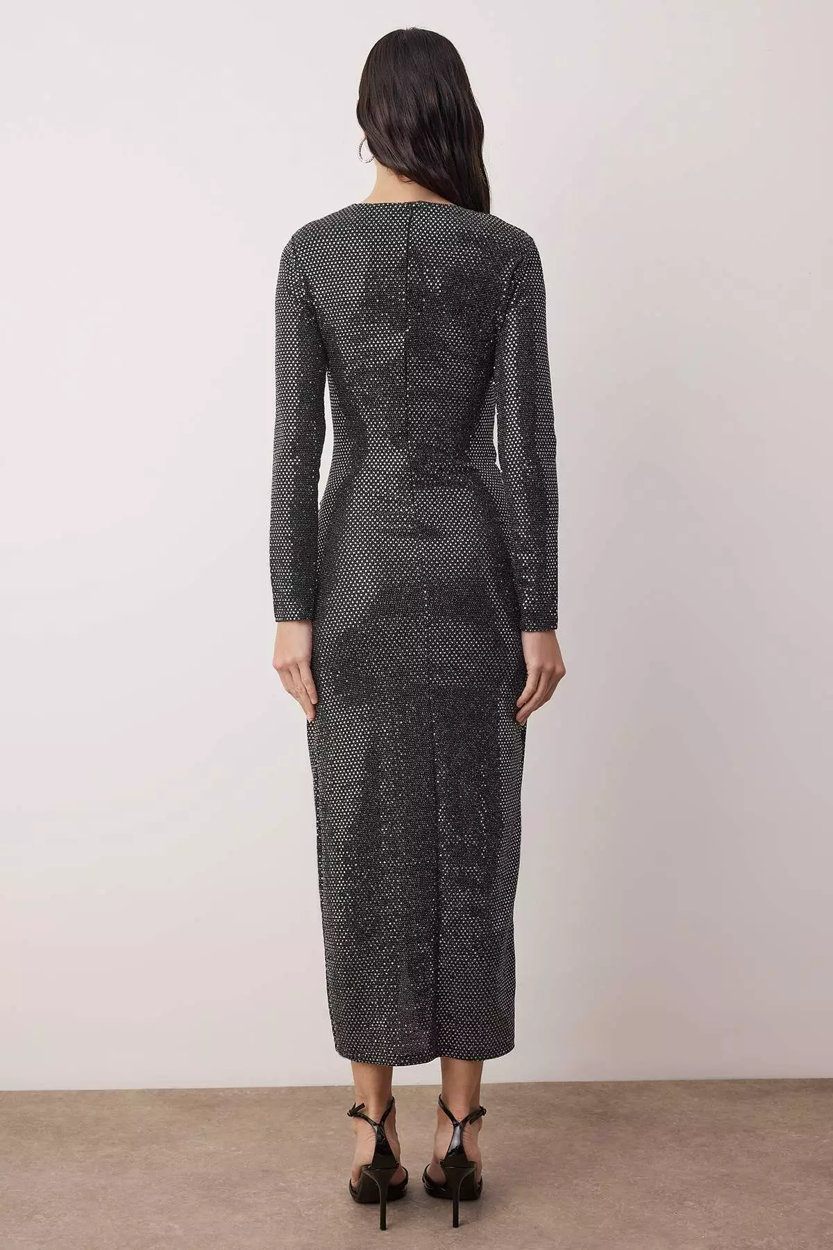 Gray Bodycon Sequin Midi Unlined Party Dress Tpraw26El123