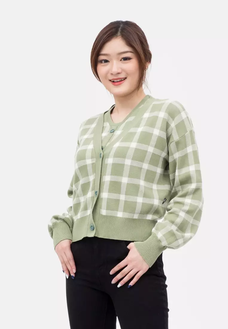 Jual MKY CLOTHING Via Set Blouse Cardigan in Green Original 2024