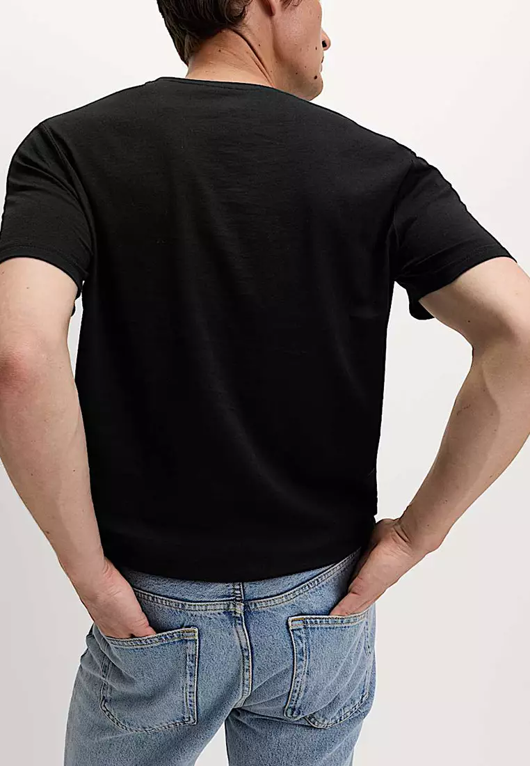 Pure Cotton V Neck T-Shirt