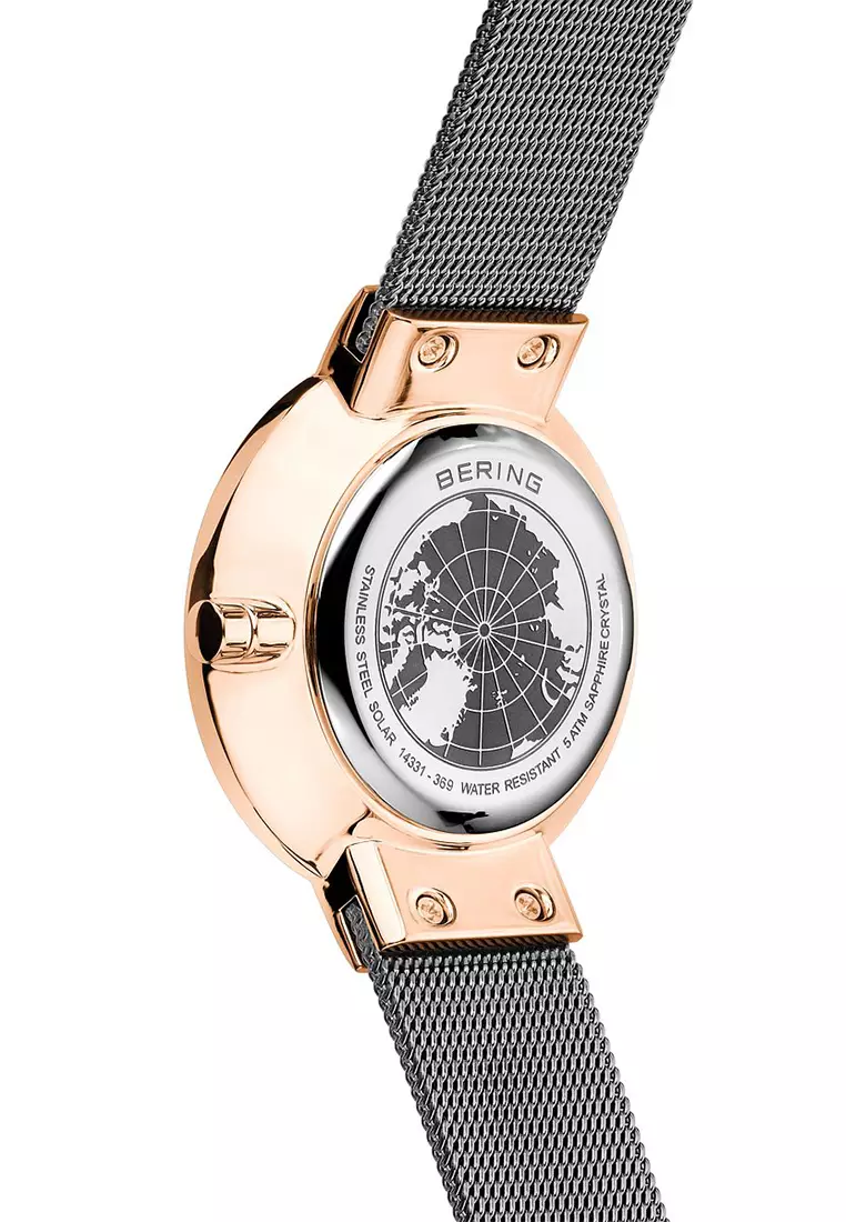 Women's Grey Steel Mesh Bracelet and Grey Dial Solar Watch - 14331-369