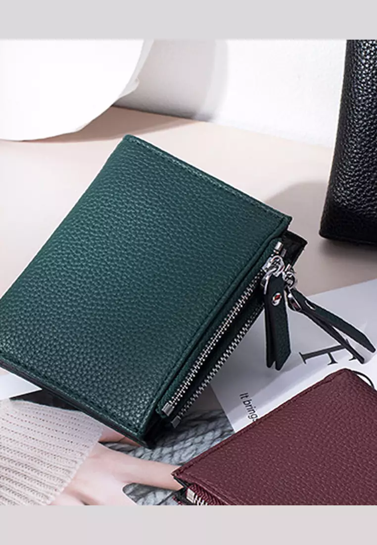 Full Grain Leather Double Zipper Purse JW AN-1701