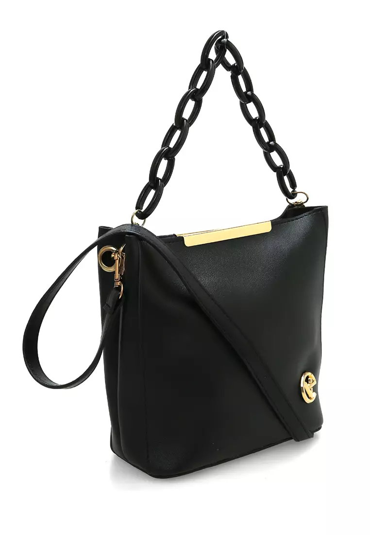 Viona Sling Bag Wanita Remaja Rantai Premium Polos - Black