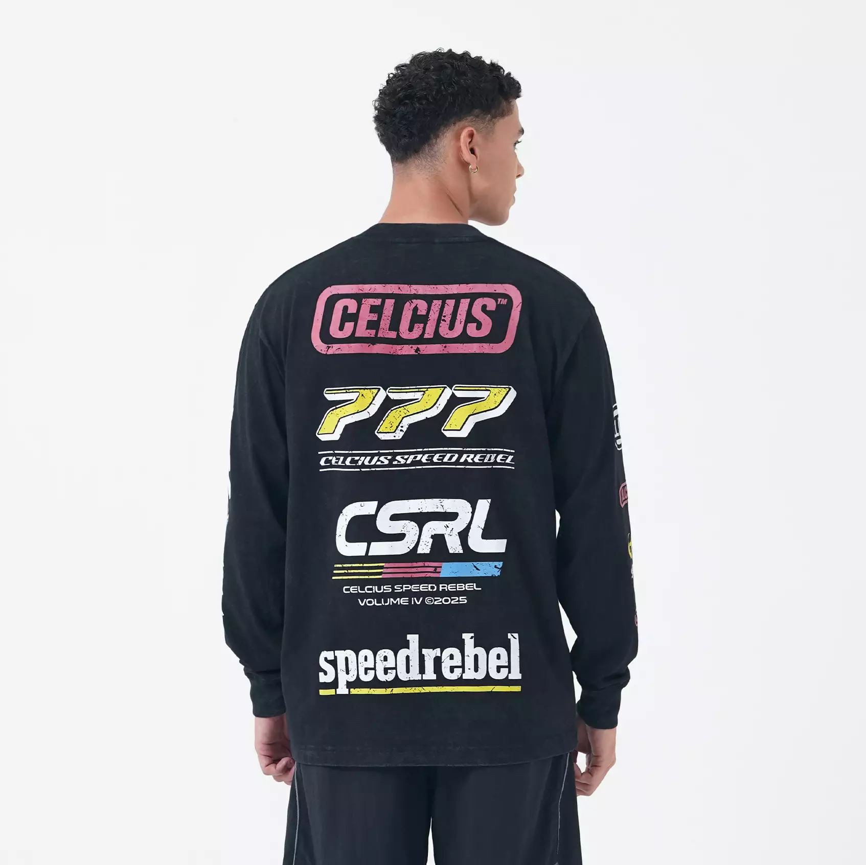 CELCIUS Speed Rebel Washed Paddock Longsleeve T-Shirt LIN001415C Hitam