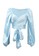 London Rag blue Satin Puffed Sleeves Wrap Crop Top in Blue 7D29CAAF33B62EGS_7