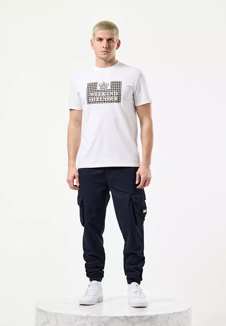 MENS WHITE/MID HOUSE CHECK SHEVCHENKO CHECK PRISON TEE