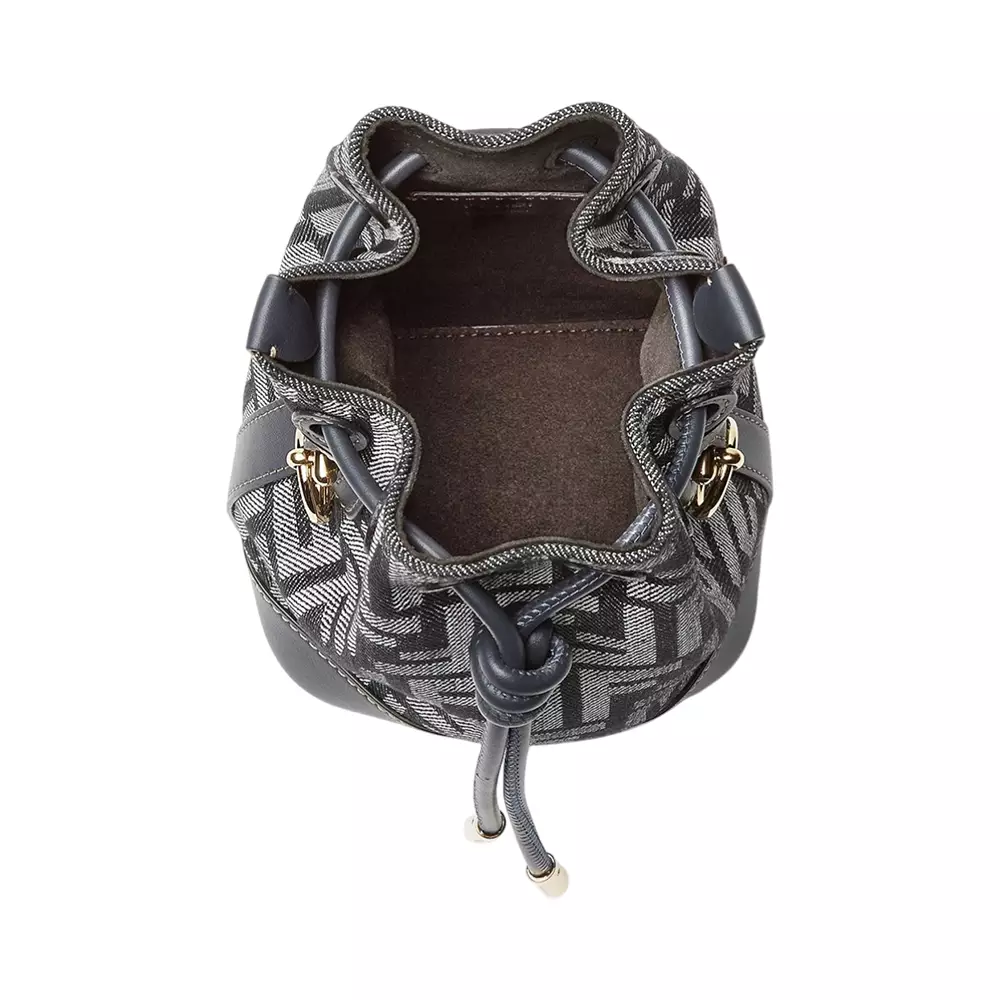 Mini Mon Tresor FF Jacquard Bucket Bag Dark Blue Denim