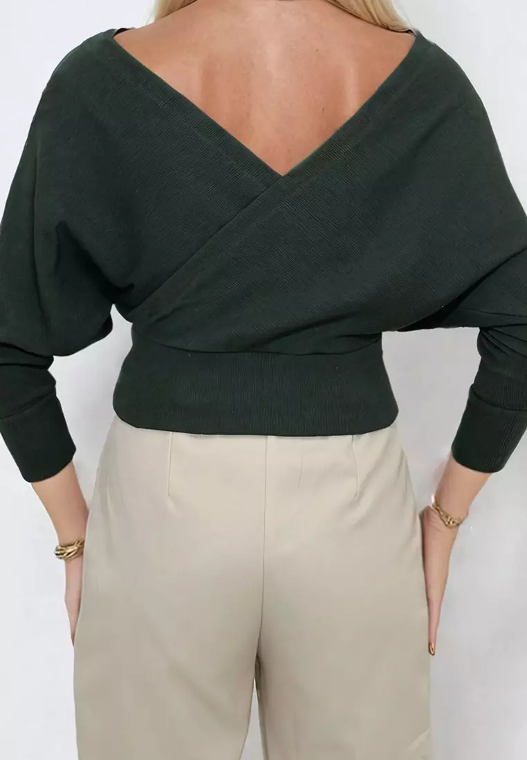 Front Back V Neck Double Breasted Top