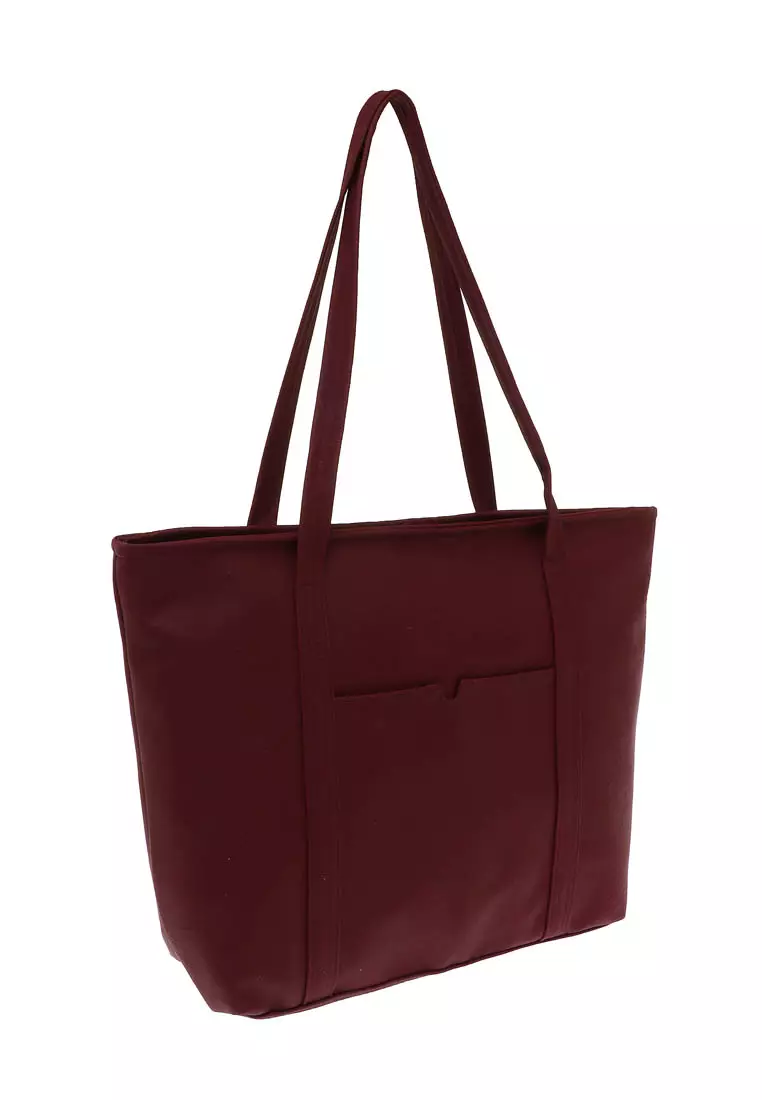 Aznii Tas Wanita Polos Design Simple Tote Bags Woman Casual - Maroon