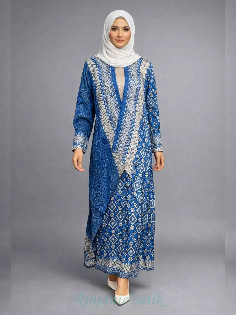 Rinjanie Batik - GSHI - BR - Gamis Shanghai Biru