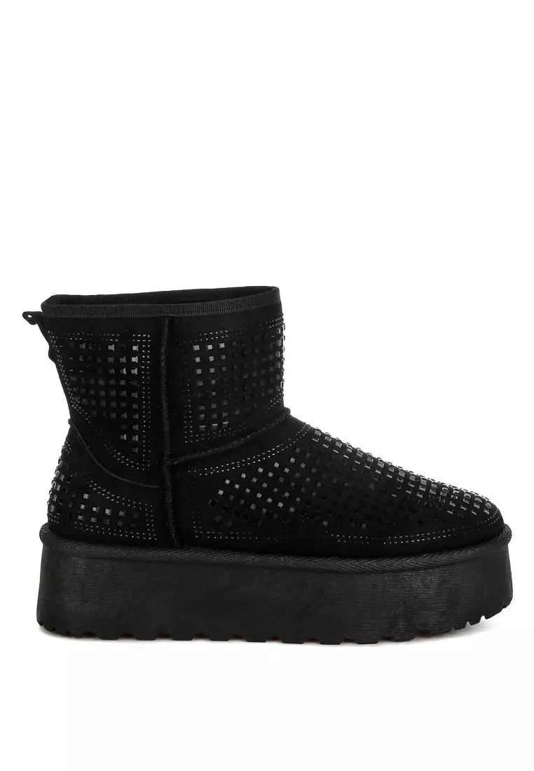 Discount on London Rag  shoes - SKU: Chunky Rhinestones Ankle Boots in Black