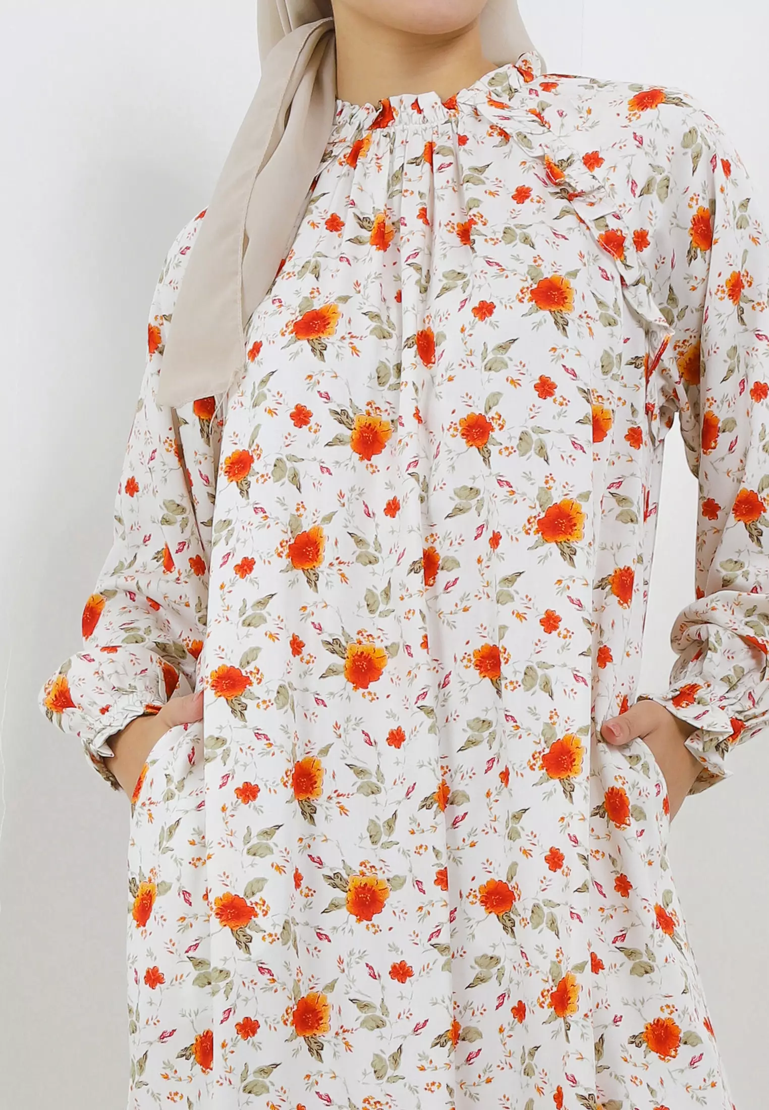 MFMW Gulgulali Dress Gamis Cream Motif Bunga