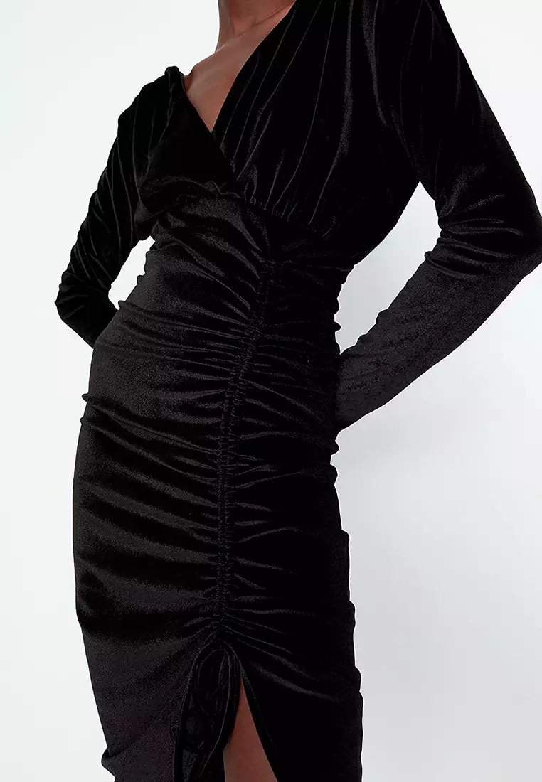 Velour Ruched Dress