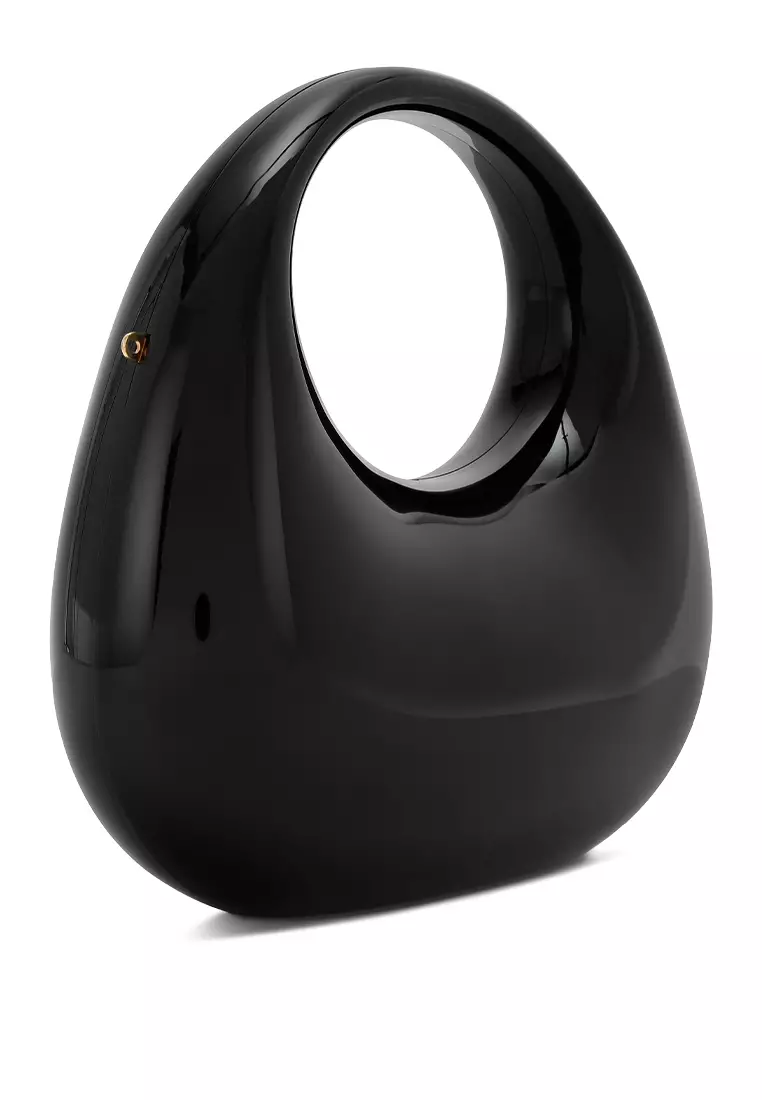 Tas Genggam Mini Metalik Akrilik Warna Hitam