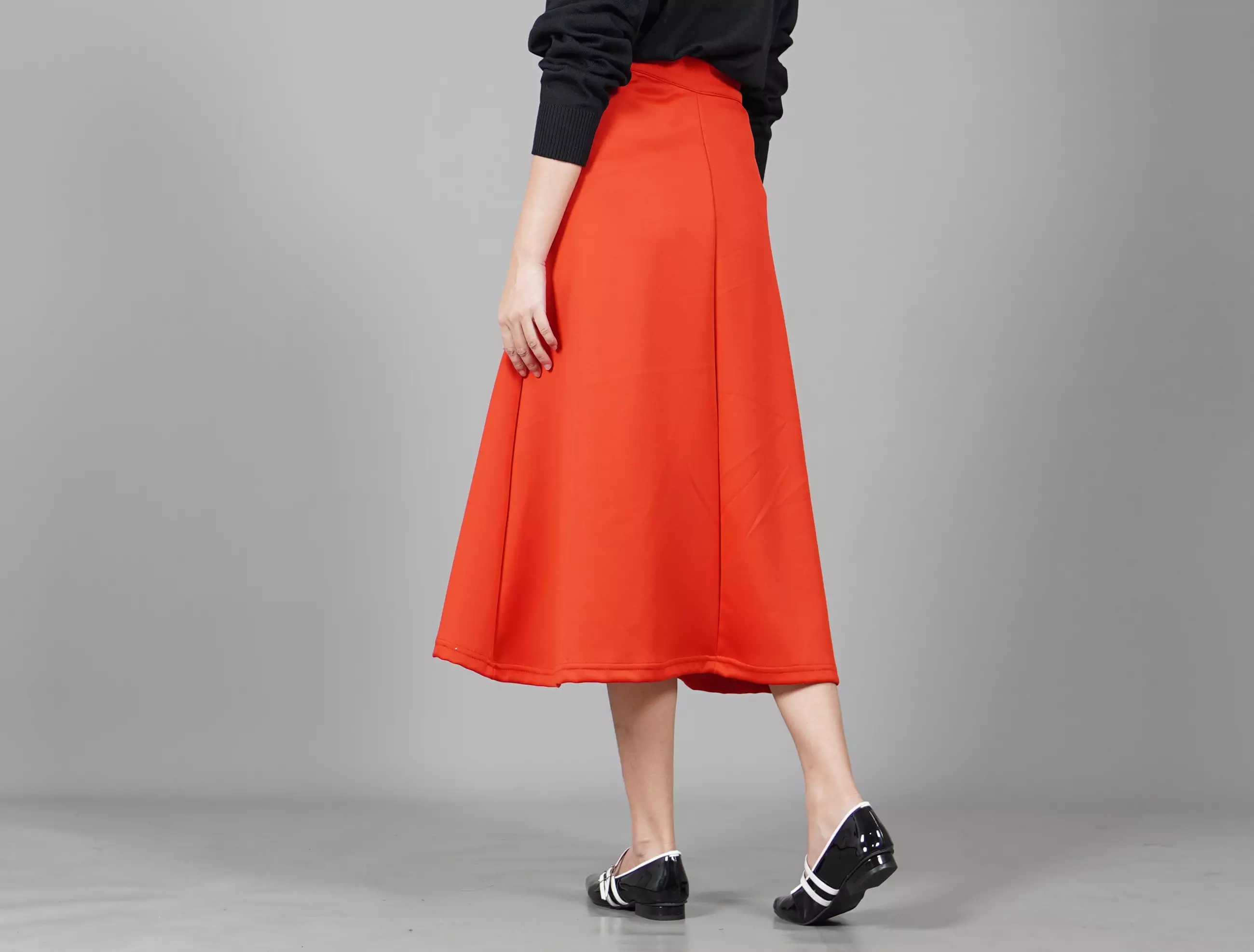  REBECA Rok Flare Rok Midi Flare Skirt - MERAH