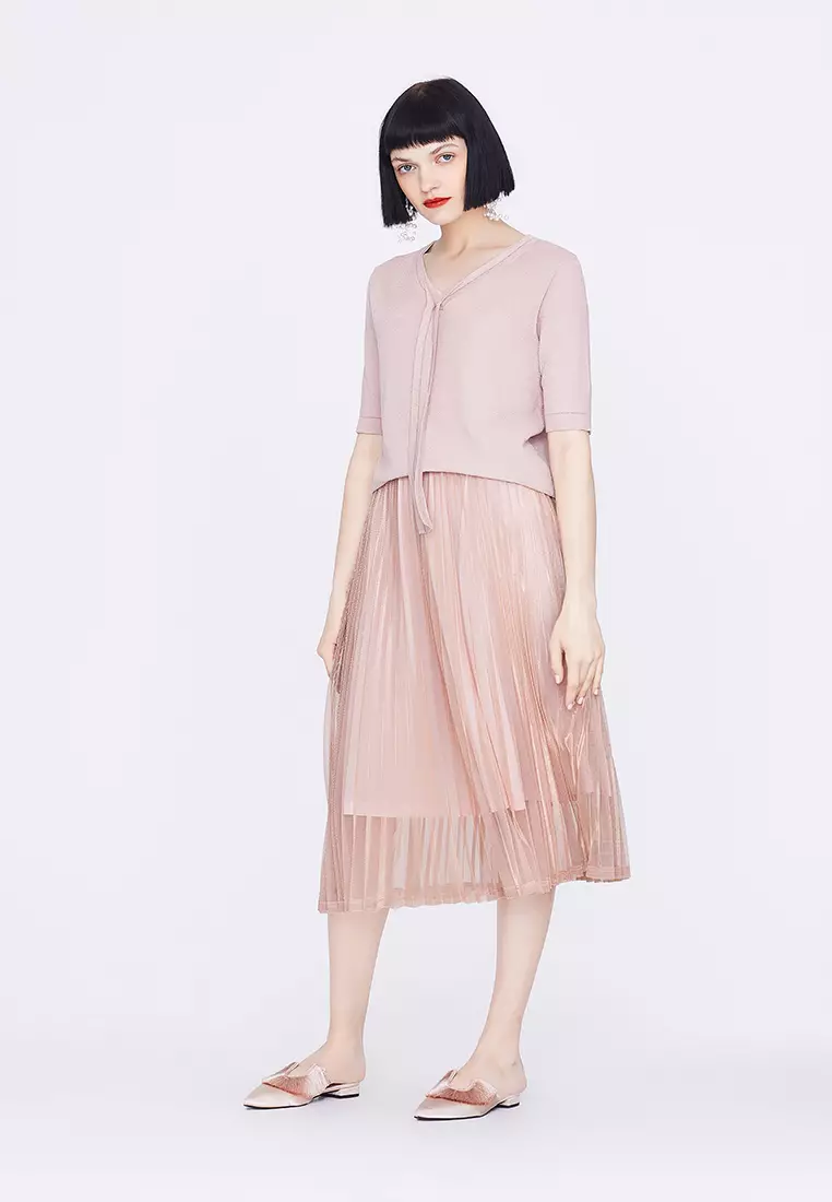 H&m pleated mesh outlet skirt