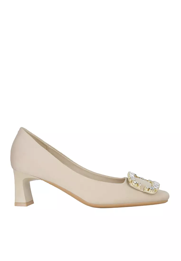 Discount on Twenty Eight Shoes  shoes - SKU: VANSA Fashion Imitation Rhinestone Square Buckle Mid Heel Pumps VSW-H98375-5