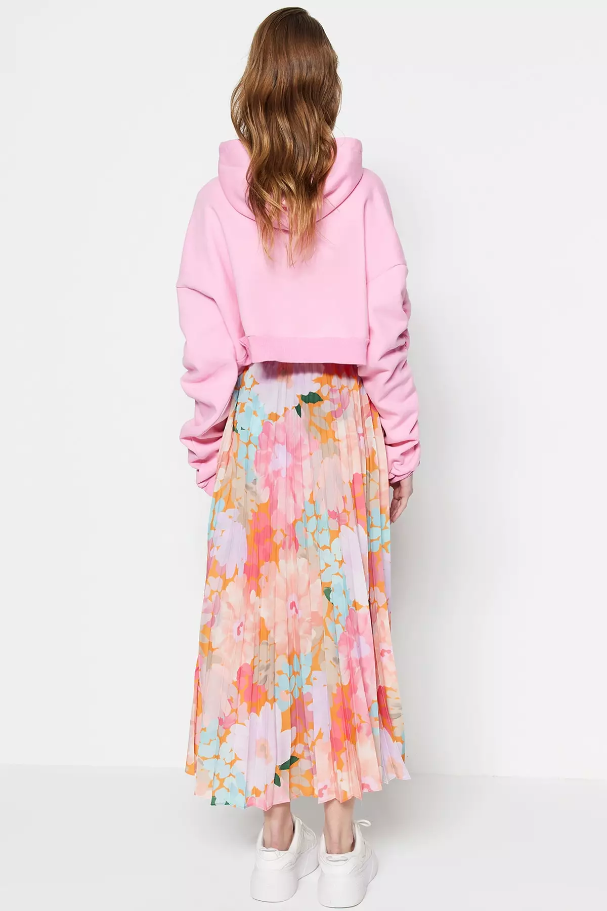 Modest Pleated Printed Skirt