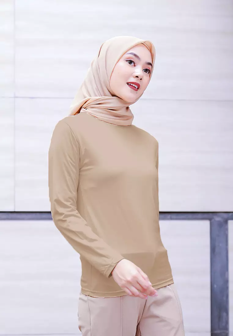 Cotton Bee - Manset Lengan Panjang Aneisha Inner Rayon - Almond Choco - XL 
