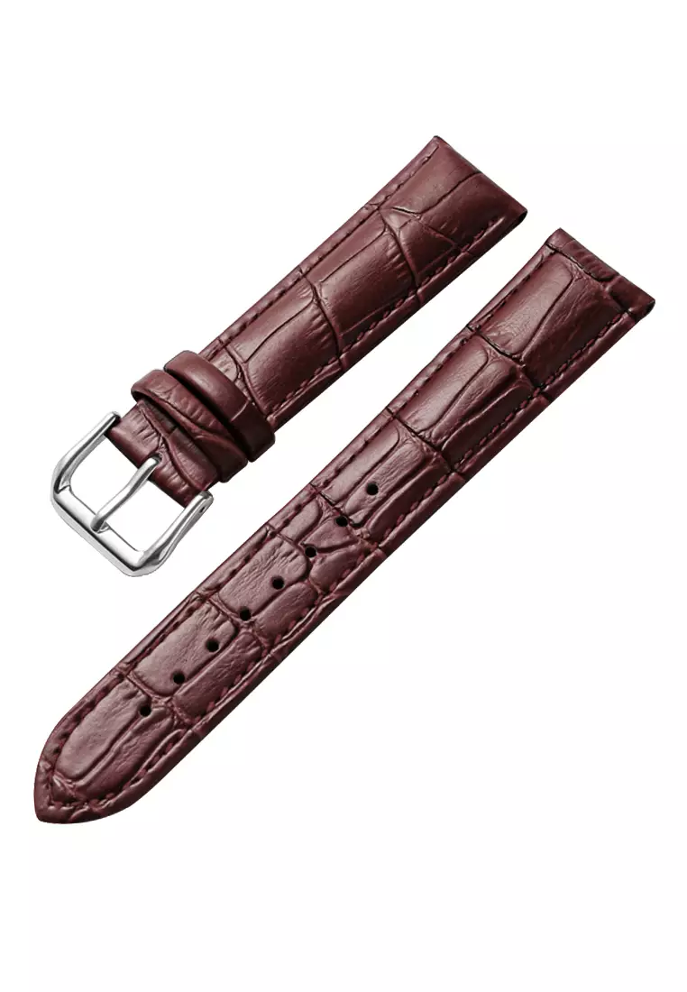 Tali Kulit Jam Tangan Leather Strap Slub Pattern Leather Pria/Wanita 22mm brown