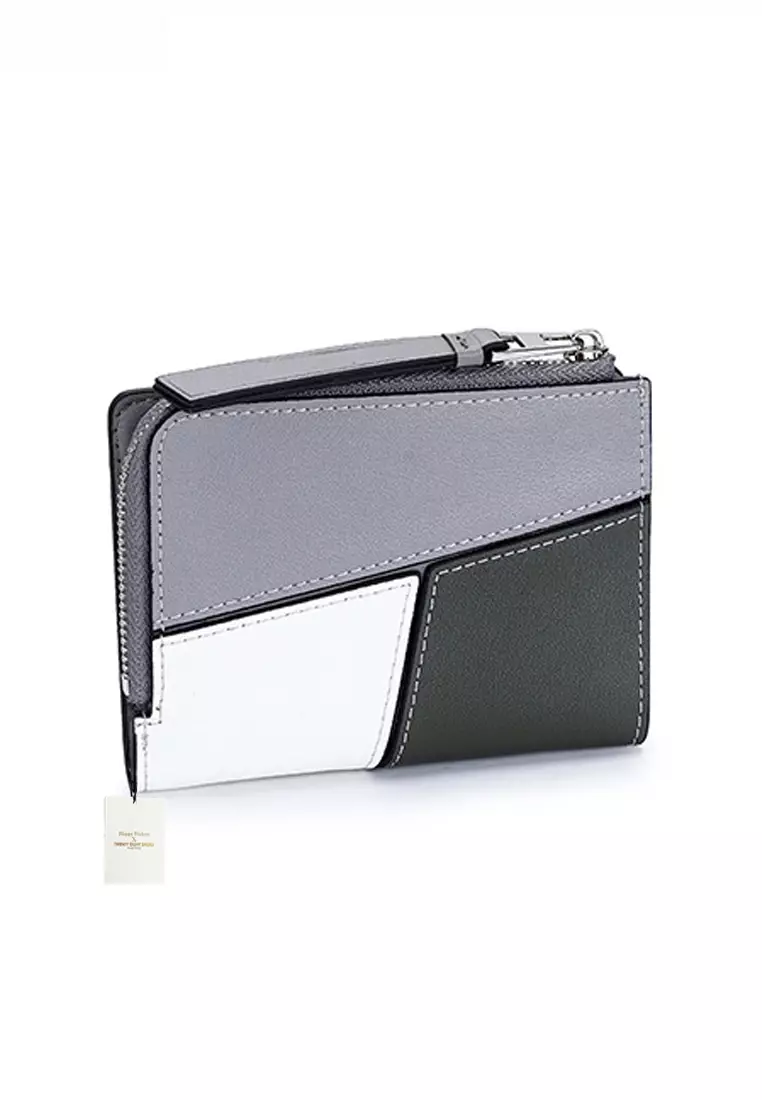 Genuine Leather Color Patching Bifold Wallet JW YT-109