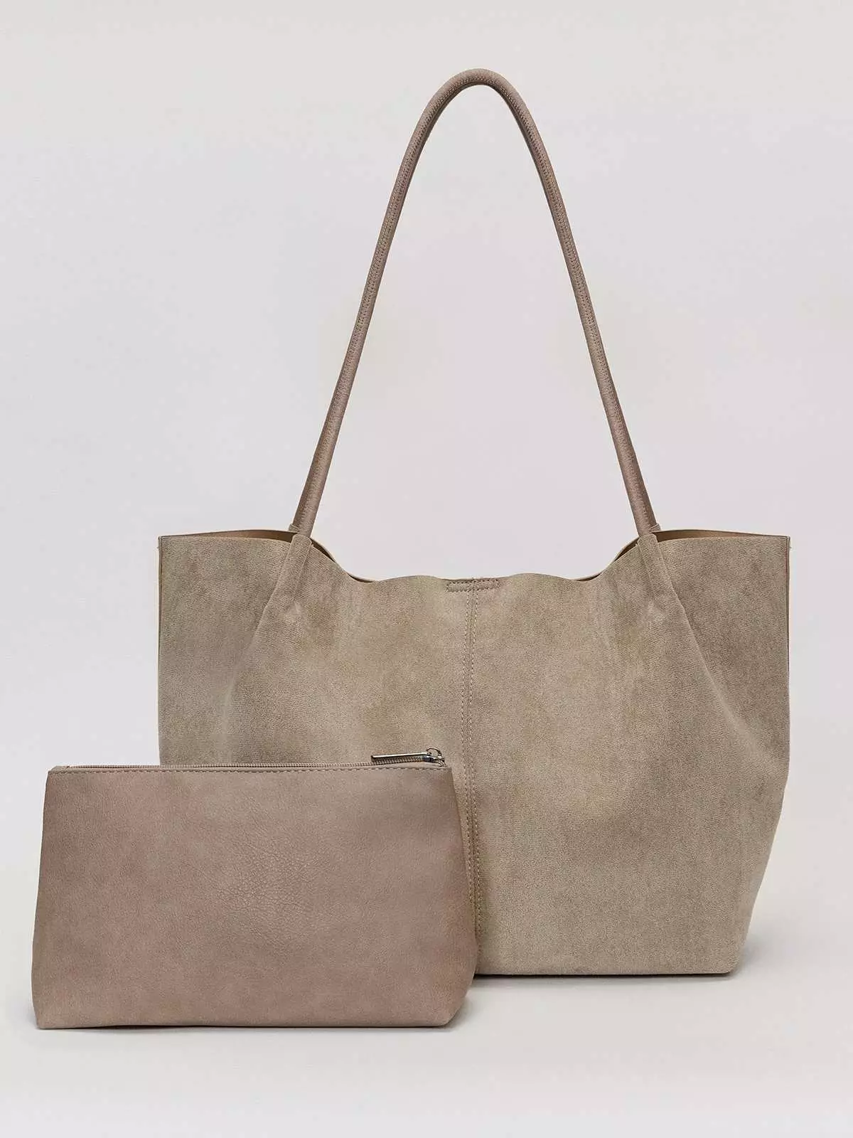 Pomelo - Tas Wanita - Suede Tote Bag - Fair Beige